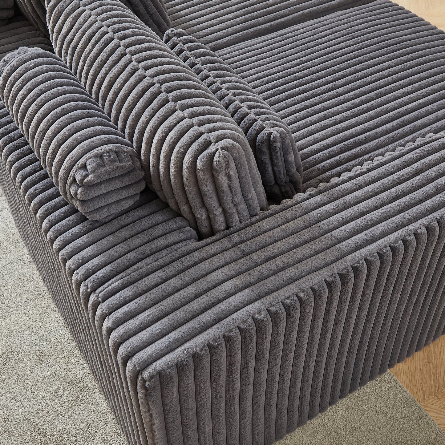 NEW 87' Oversized Plush Fluffy Loveseat Sectional Lounge Chaise with Reclining Sofa Bed Sleeper Chair