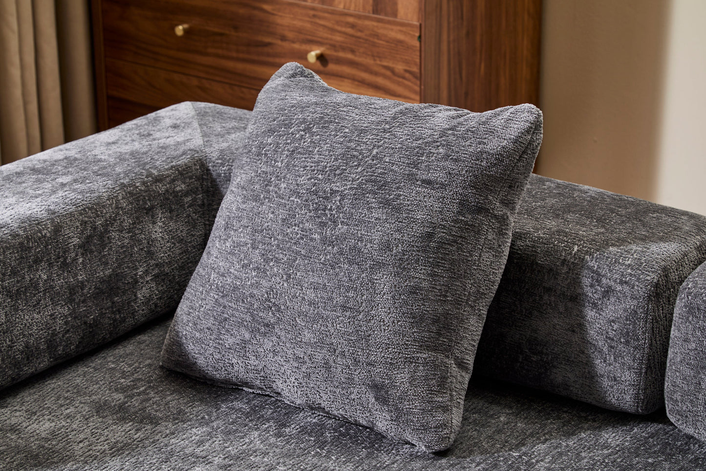 NEW Floor Couch,Compression Sofa,Convertible Floor Sofa Bed-with Pillow Back Support Armrest,Comfy Futon Couch Lounge Sleeper Bed,Chenile fabric,for Living Room Bedroom (DARK-GREY)