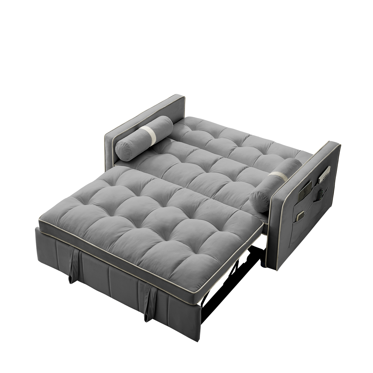 NEW Modern 55.5' Pull Out Sleep SofaBed 2 Seater Loveseat Sofa Couch with Side Pockets and Adjustable Backrest