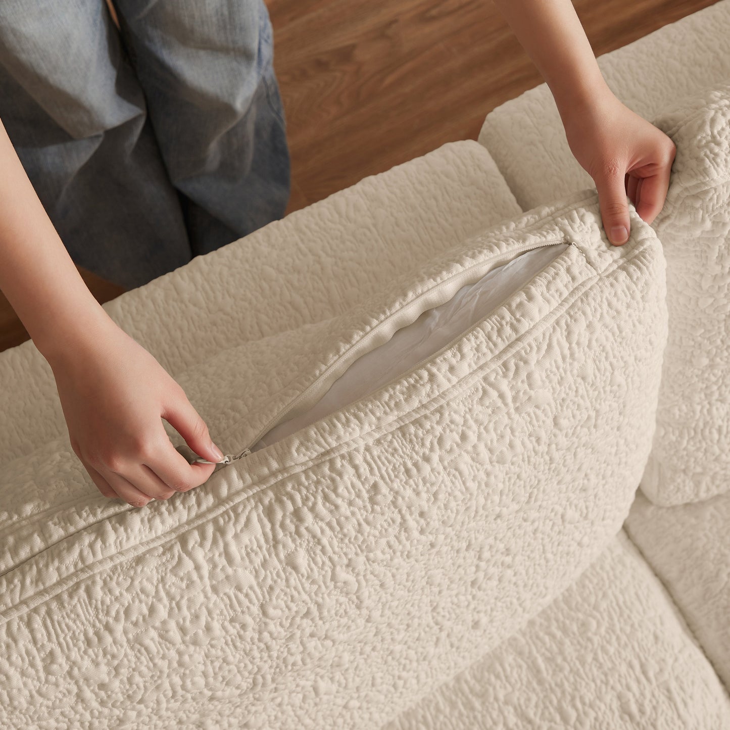 NEW Cloud Style L-Shape Modular Sectional Sofa 3 Seater Convertible Couch with Ottoman