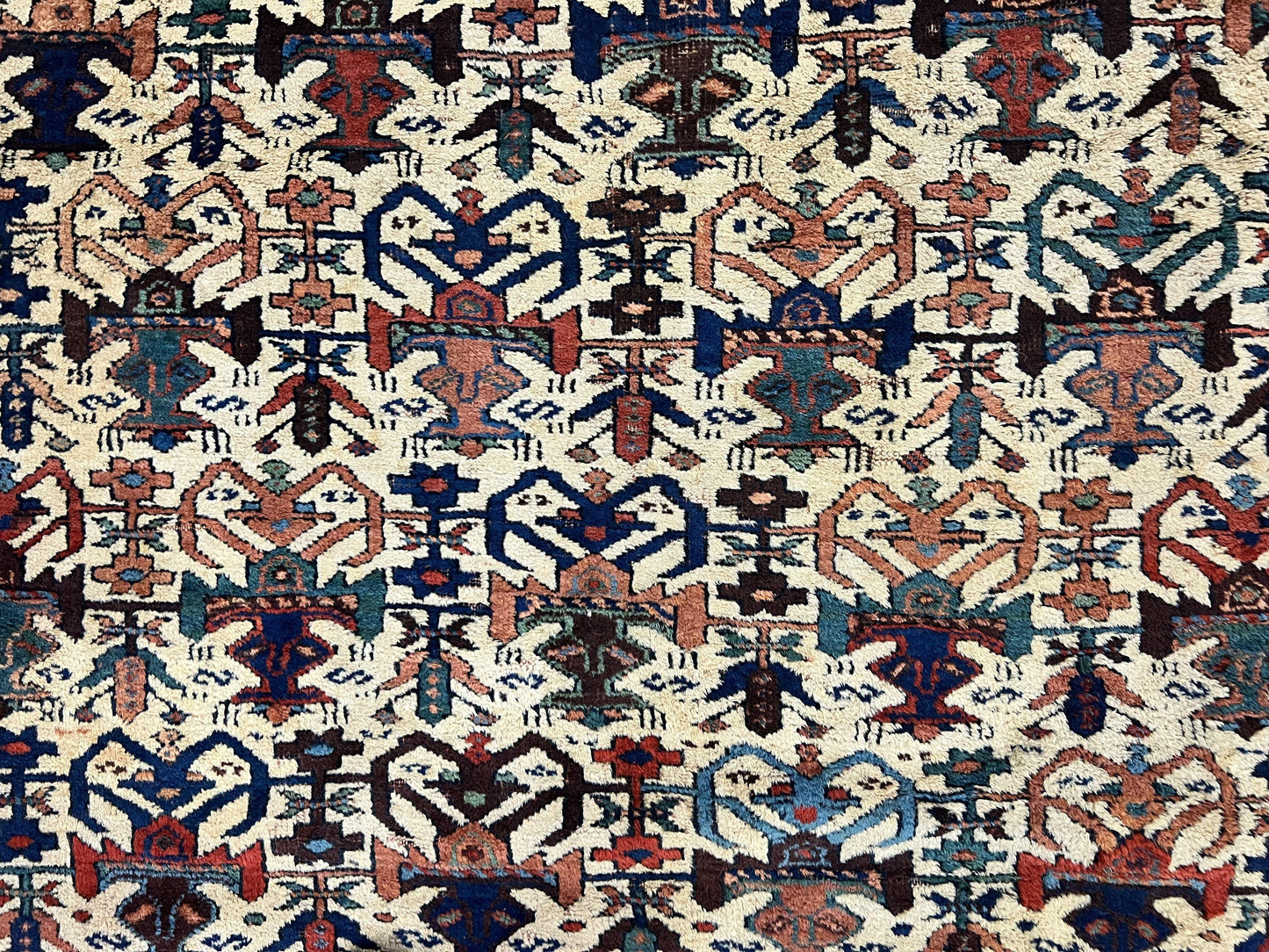 USED Persian Afshar Rug 5x6, Allover Repeated Motif, Wool Tribal Carpet, Handmade Semi Antique Rug