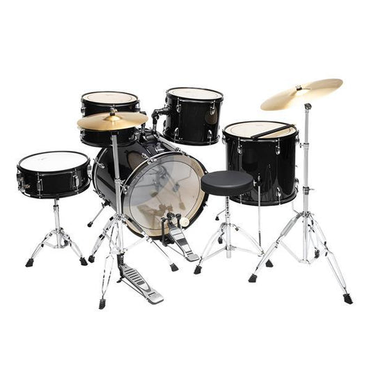 NEW Glarry Full size 22in Poplar Double-layer Oil Skin Star Dot Black Drum Set