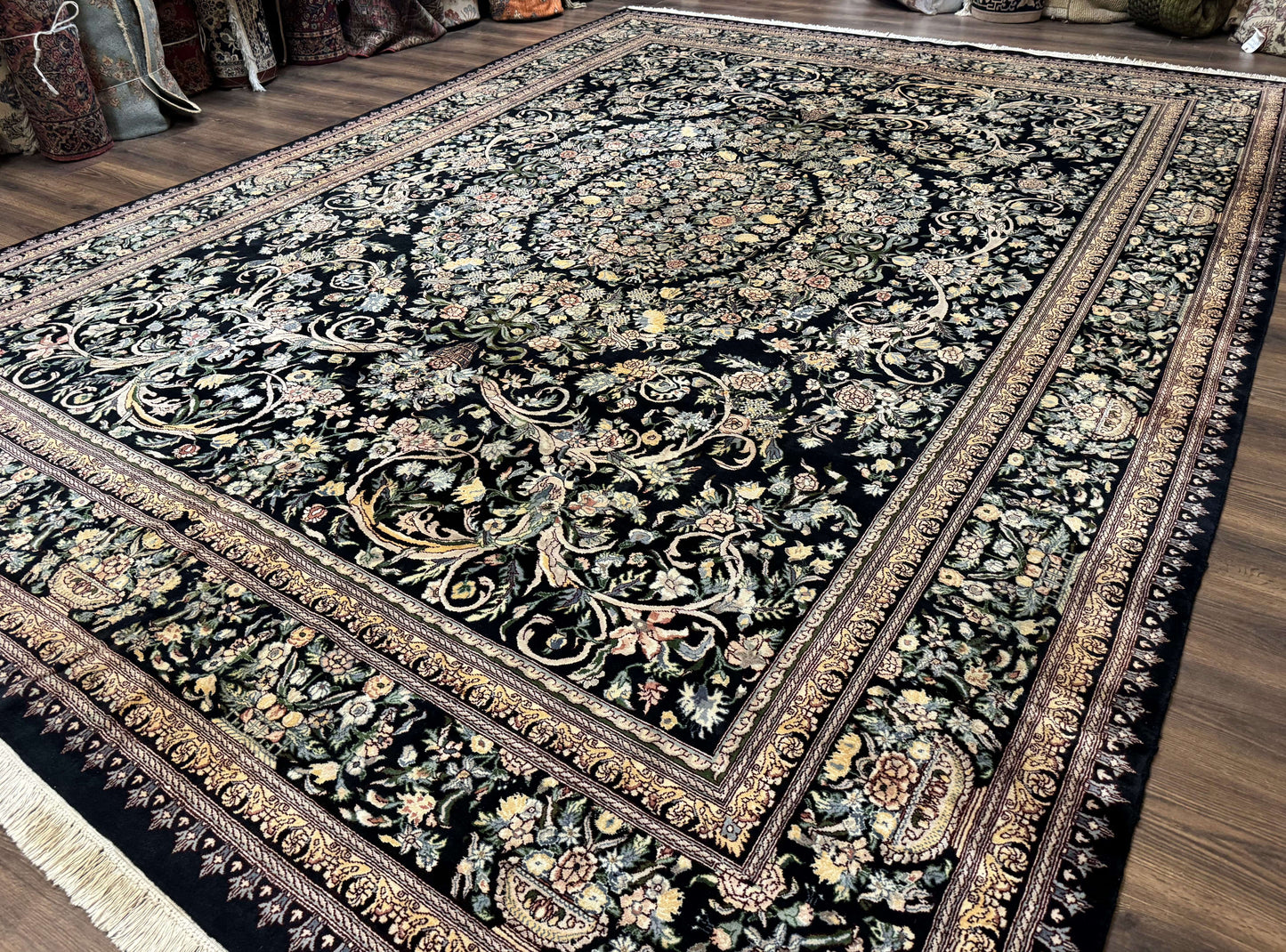 USED Pak Persian Rug 10x14, Elegant Floral Carpet, Fine 225 KPSI