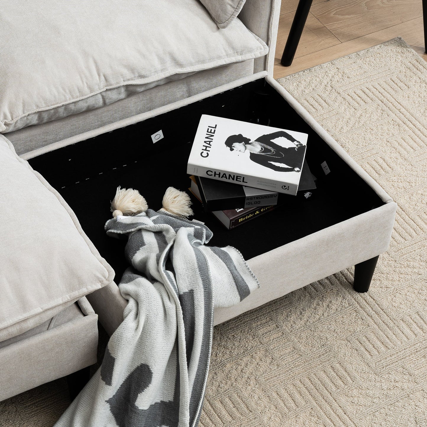 NEW Beige Multi-Functional Fabric Metal Frame Modern Style Pull Out Loveseat