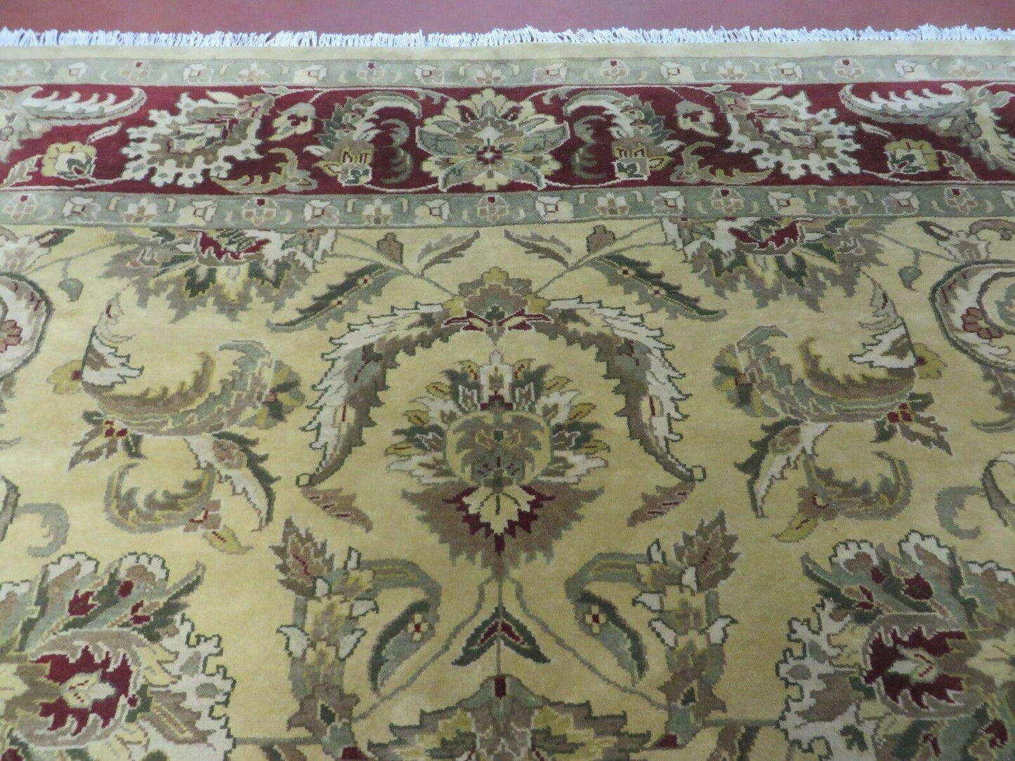 USED 9' X 12' Vintage Handmade India Oriental Jaipur Quality Tea Wash Hand Knotted