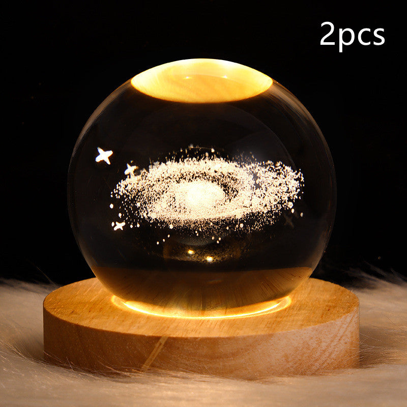 NEW LED Night Light Galaxy Crystal Ball Table Lamp 3D Planet Moon Lamp Bedroom Home Decor For Kids Party Children Birthday Gifts