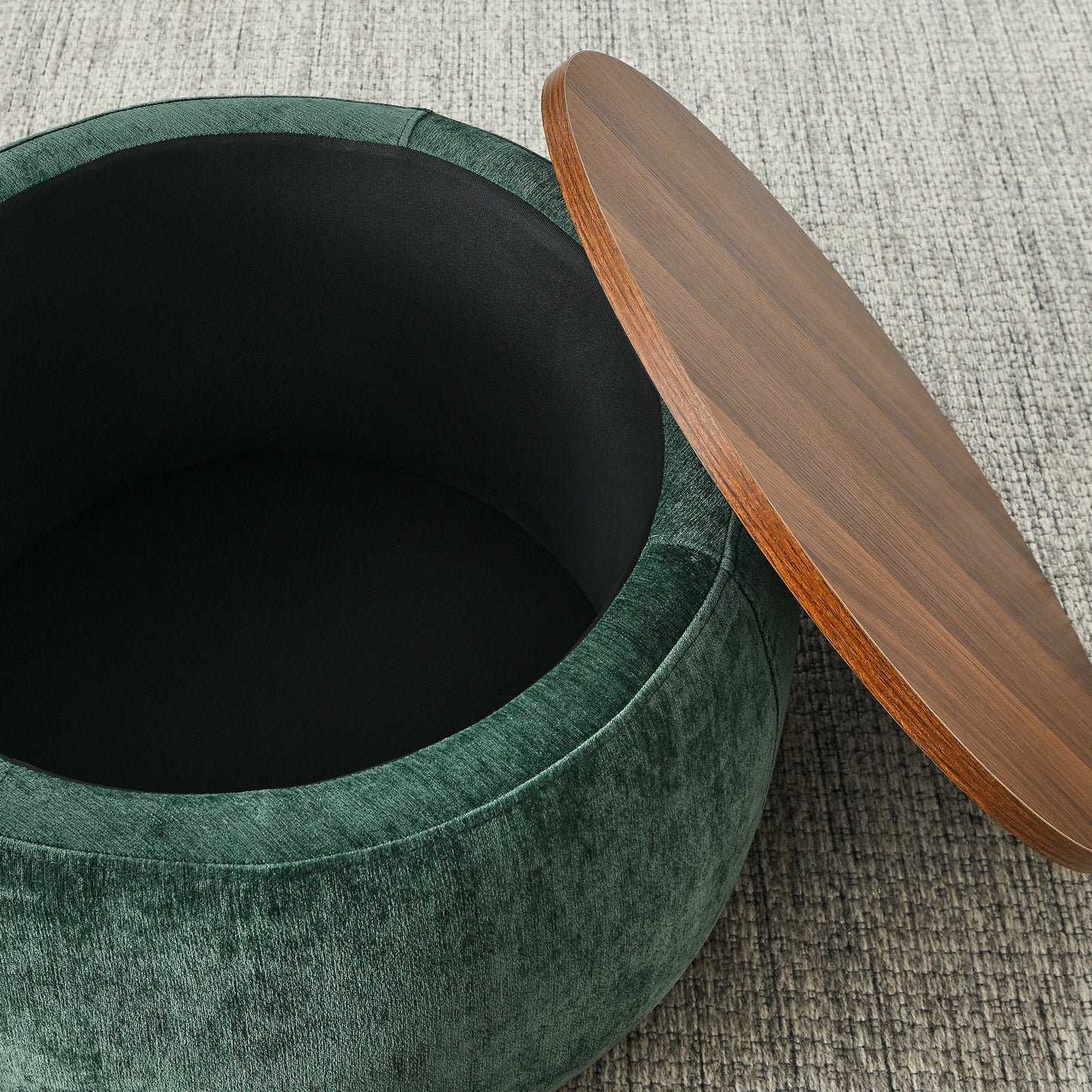NEW Modern Classic Round Storage Ottoman Coffee Table with Removable Top