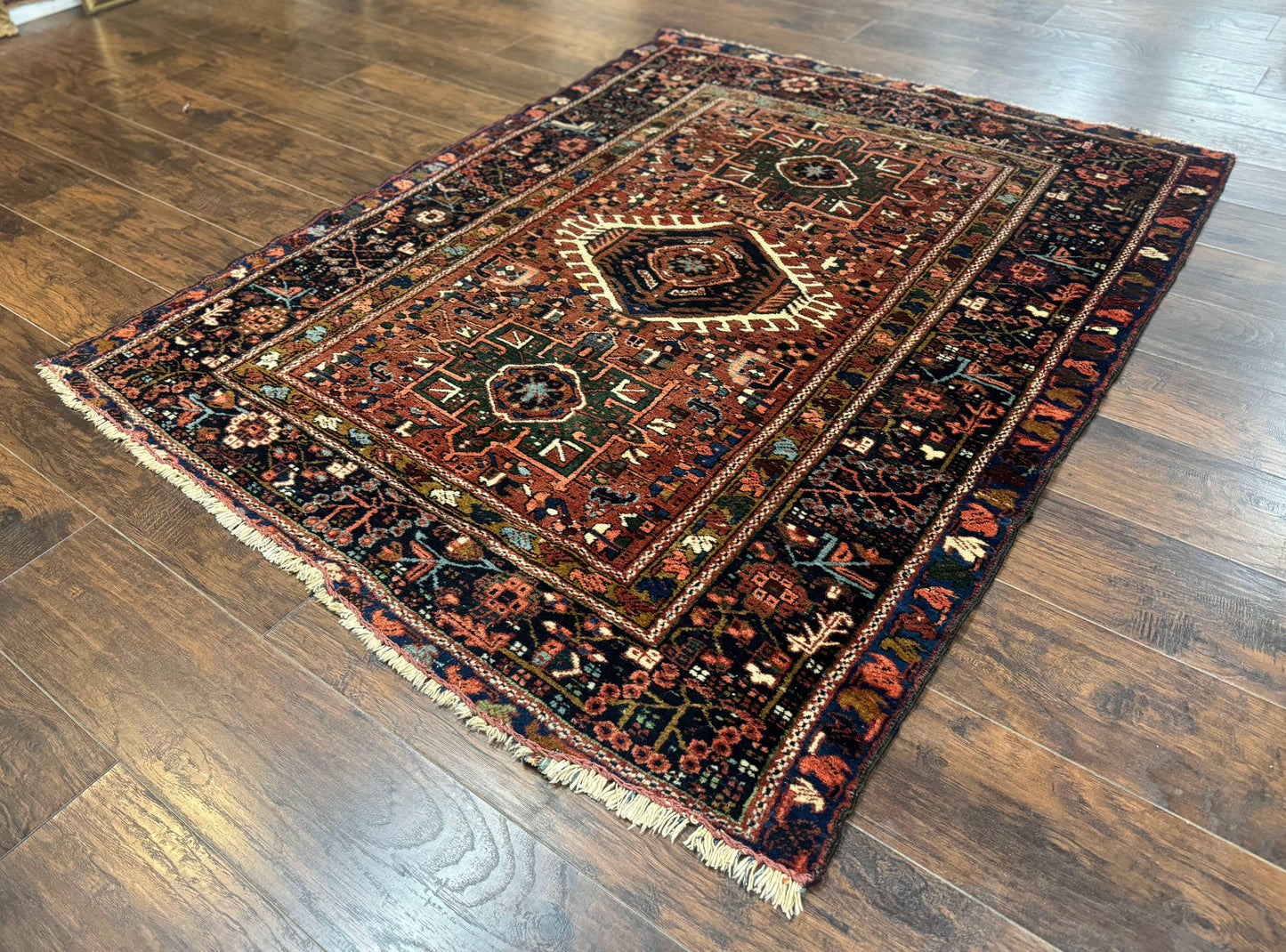 USED Antique Persian Karajeh Heriz Rug 5x6