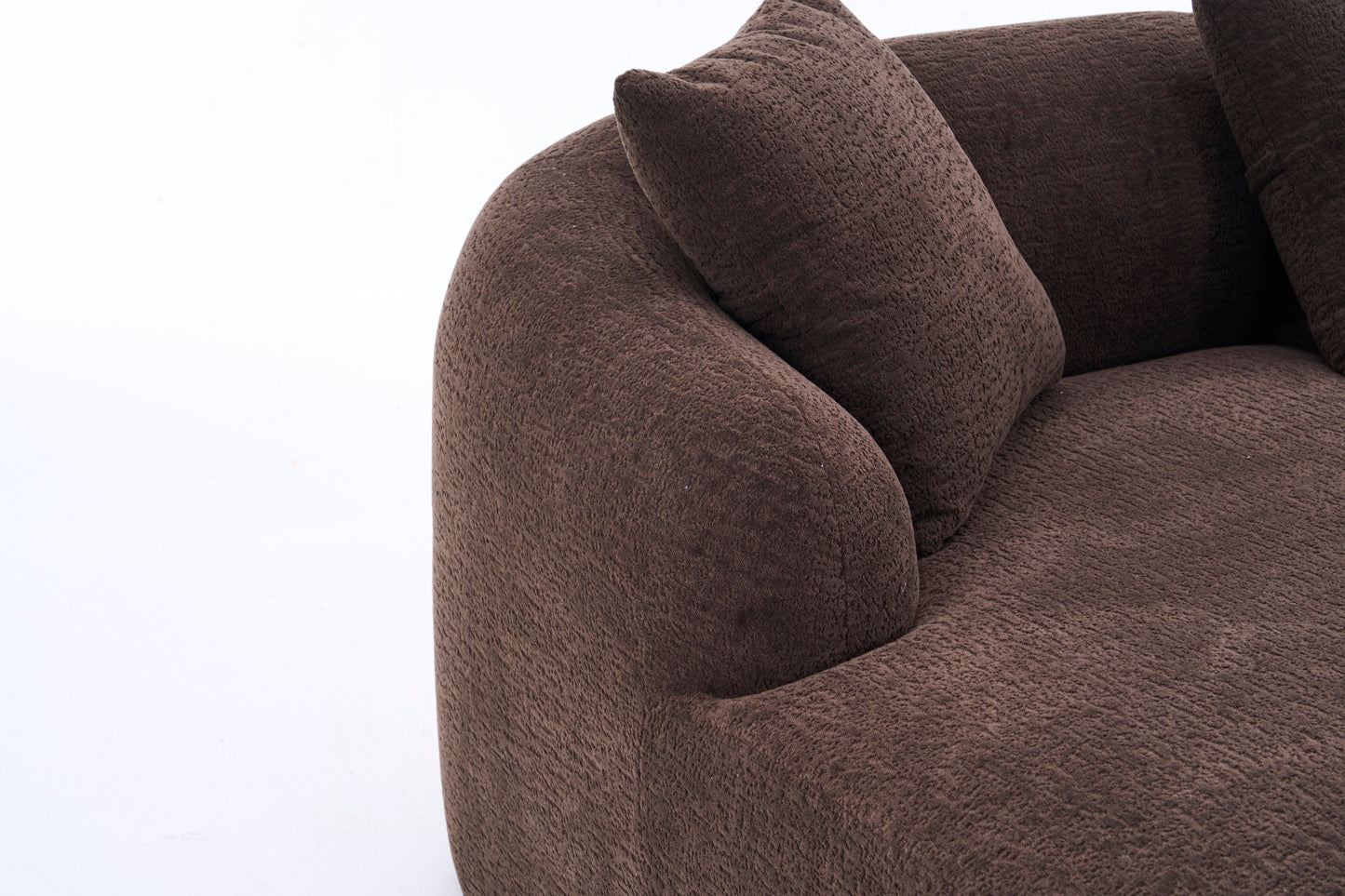 NEWn Brown Chenille Modular Compression Sponge L-Shape Sectional Sofa Couch with Curved Chaise