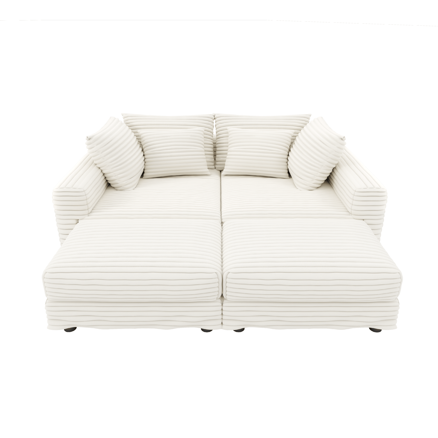 NEW 104.3' Modern 4-Seat  Beige Comfy Upholstered Plush Corduroy Sofa