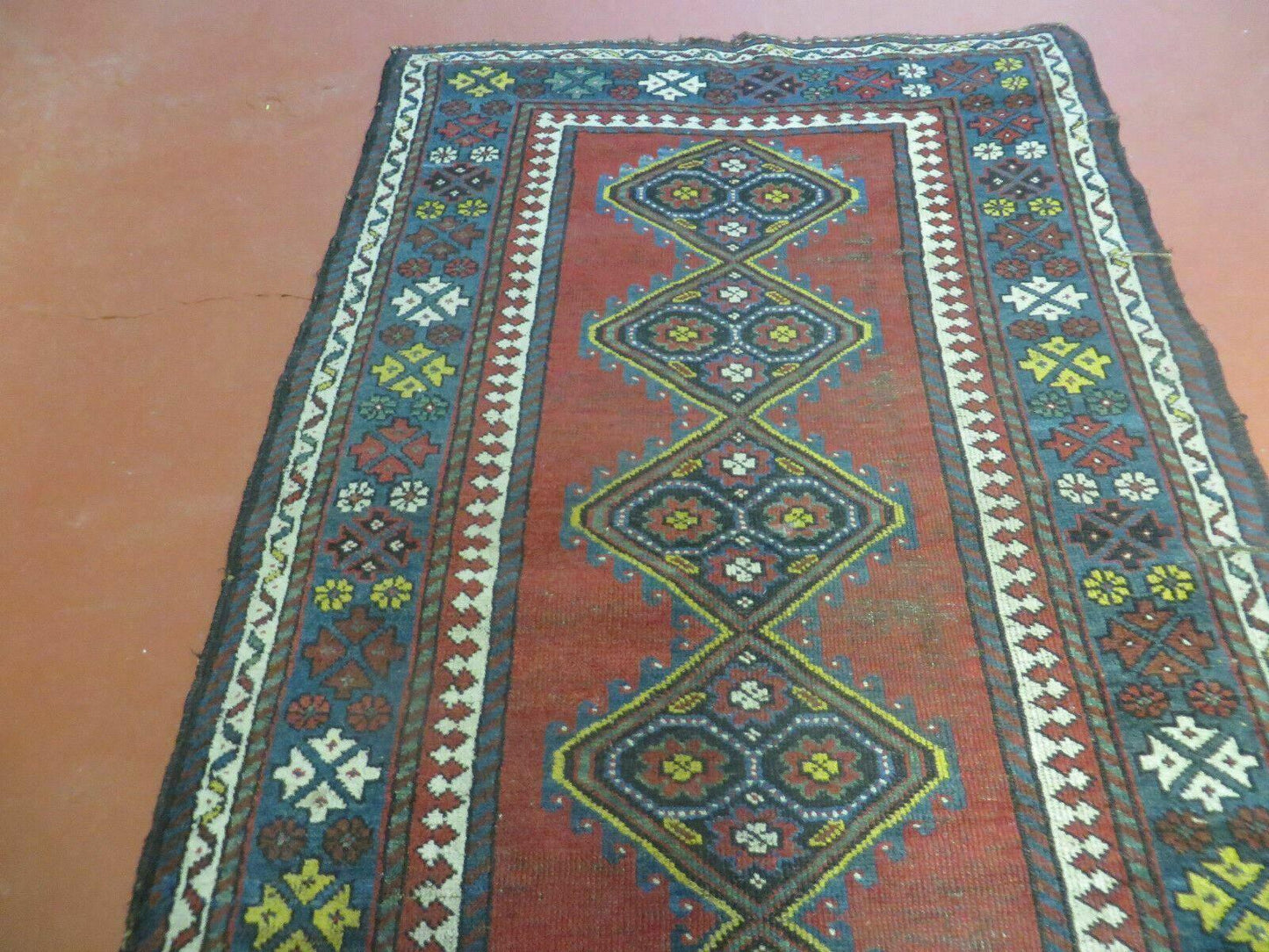 USED 3' X 6' Antique 1920s Handmade Caucasian Karabagh Ganjeh Talesh Wool Rug Nice