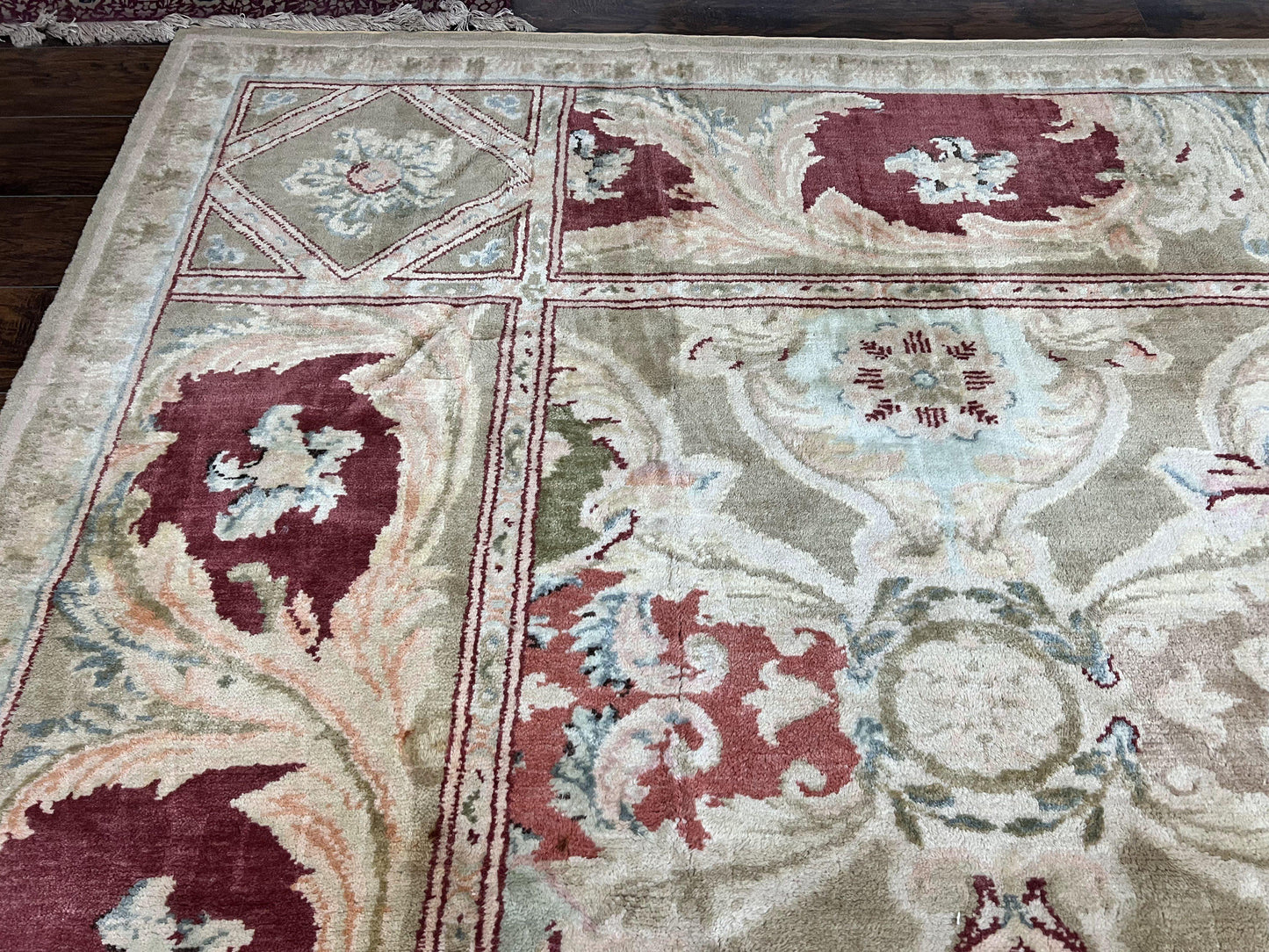 USED Large Egyptian Oushak Rug 12x21, Wool Handmade Vintage Carpet, Allover Pattern, Oversized 12 x 21 ft Traditional Rug