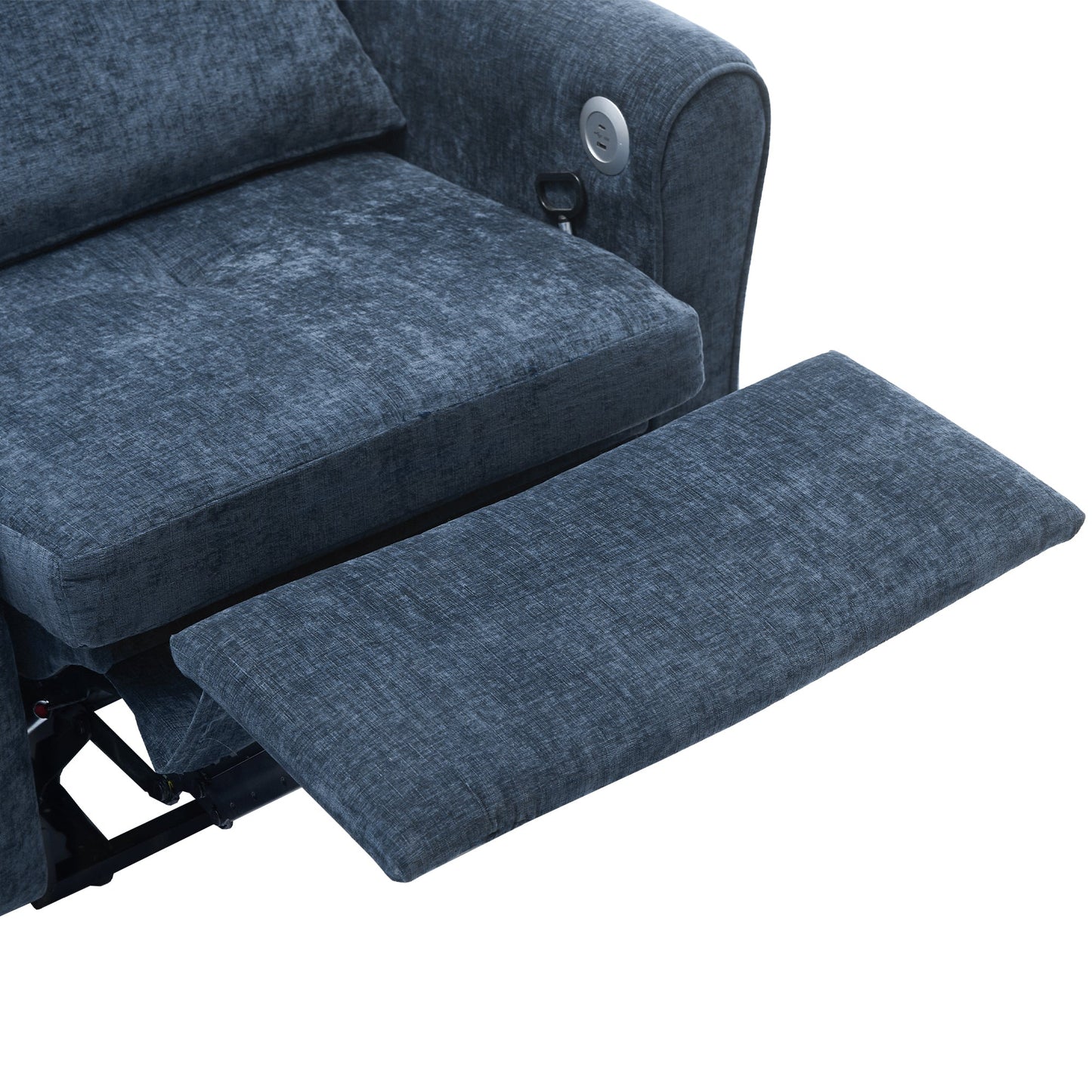 NEW 2-in-1 Sofa 82' Three-seater Sofa with Sofa Bed and Reversible Recliner, Blue Chenille