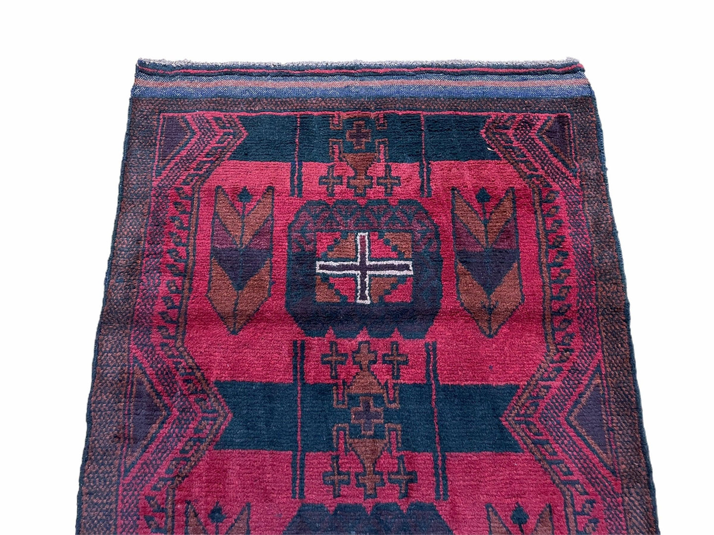 USED 2' 10" X 4'6" Vintage Handmade Tribal Wool Rug Balouchi Rug Afghan Rug Red Black