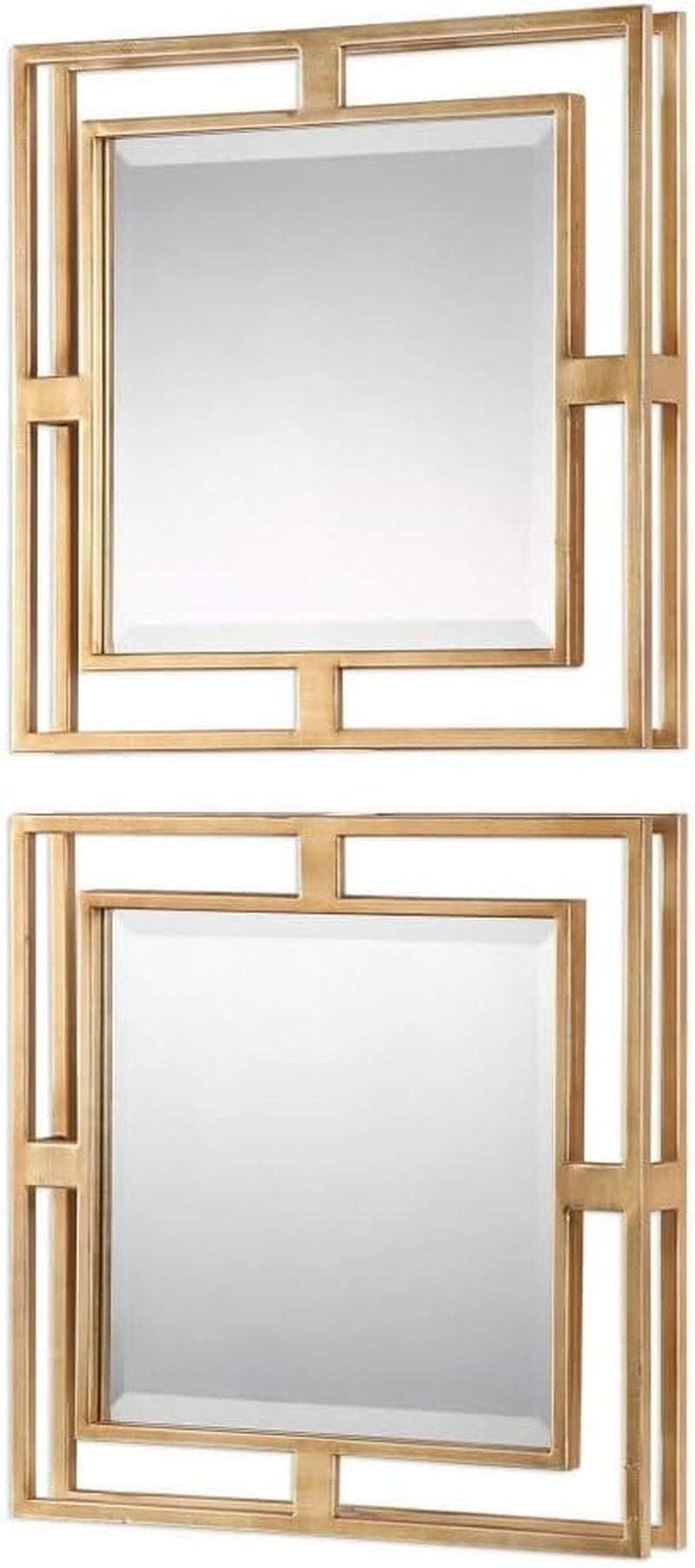 NEW Allick 18 Inch Square Mirror Antiqued Gold Set Of 2