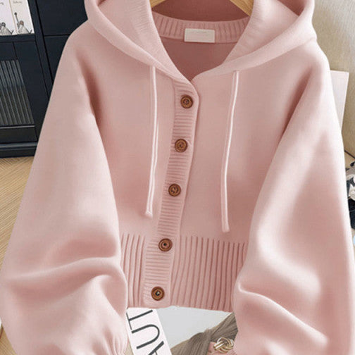New Soft Glutinous Hooded Sweater Coat Ladies