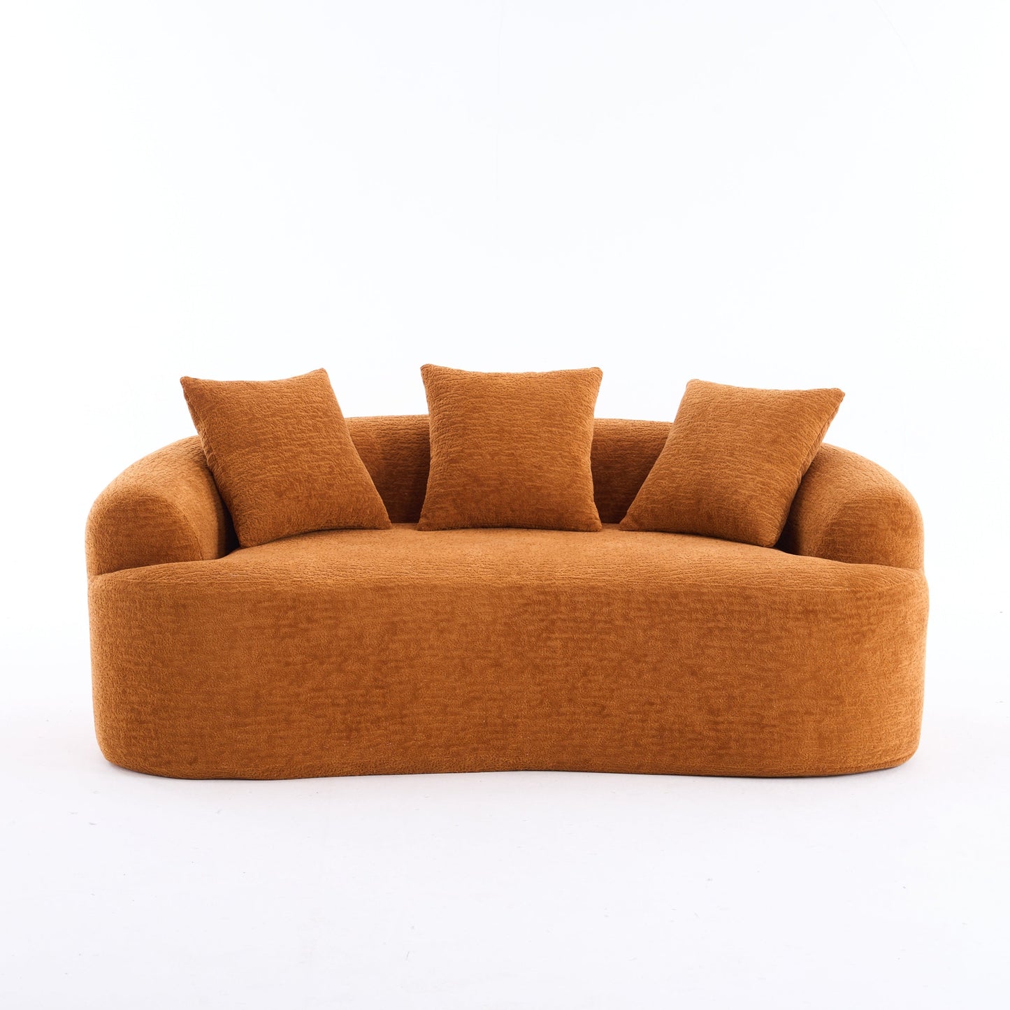 NEW Orange Curved Loveseat Full Compression Sponge Sofa 30D Chenille Couch
