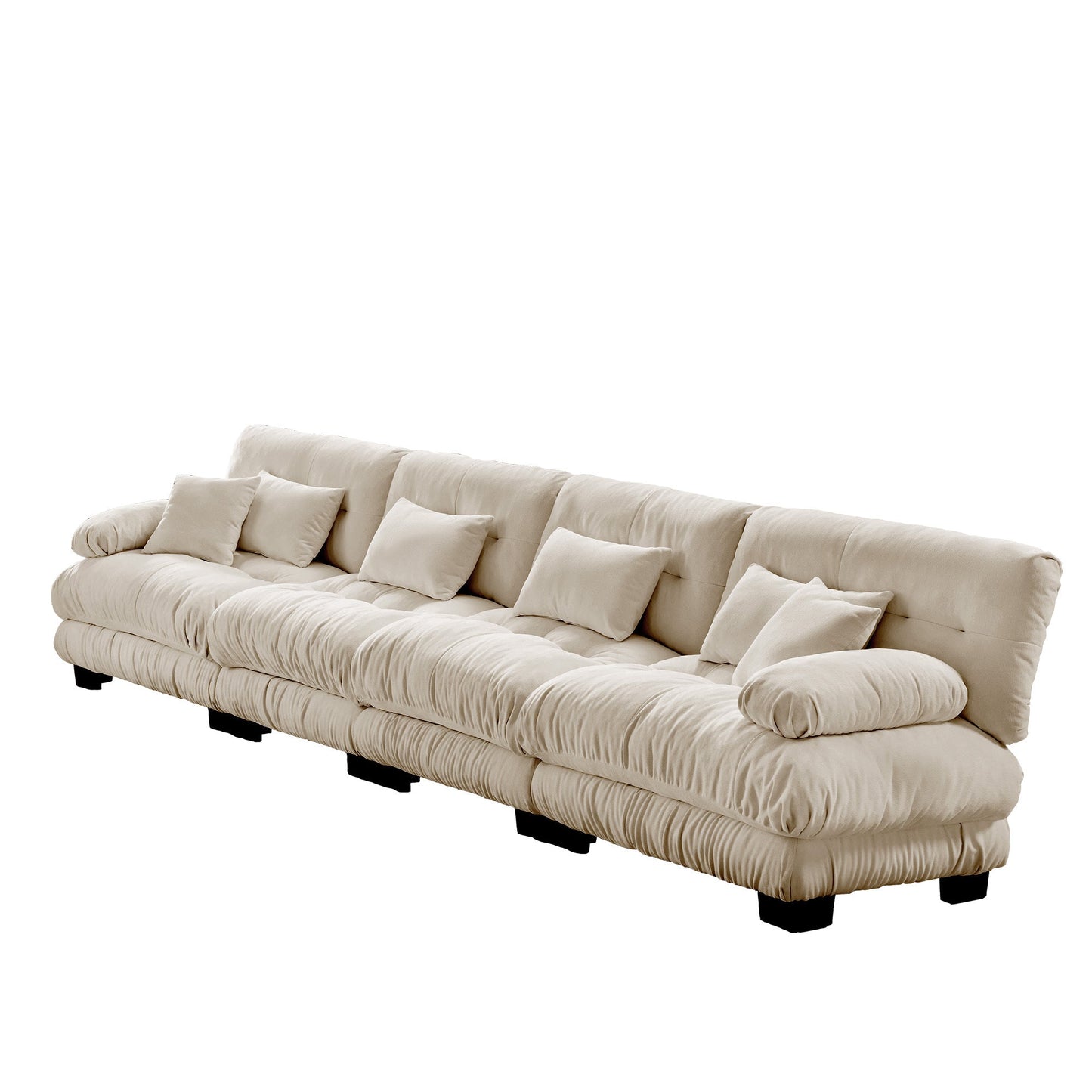 NEW Light Coffee Chenille Comfy Upholstered 4-Seater Sectional Sofa Modular Deep Seat Sofa Couch