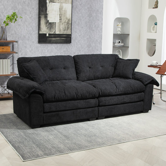 NEW 84' Chenille Small Sofa Loveseat Deep Seat Sofa Couch with 2 Throw Pillows & Memory Foam