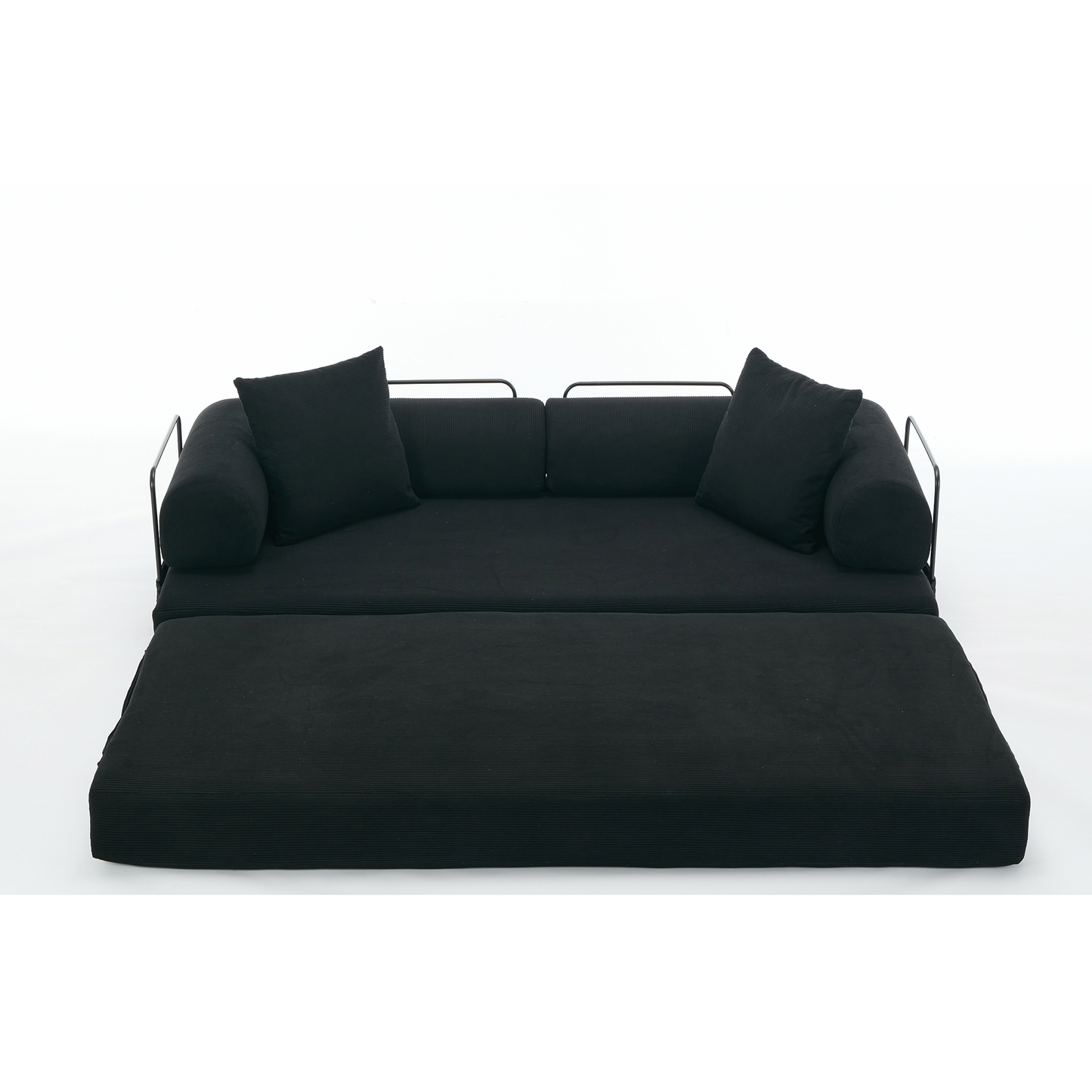 NEW  78.5' Folding Convertible Out Sleeper Sofa Bed,4-in-1 DIY Combination Convertible Sofa,3 seat, Folding  Sofa, King Size , Bedroom,Apartment,Corduroy,Black