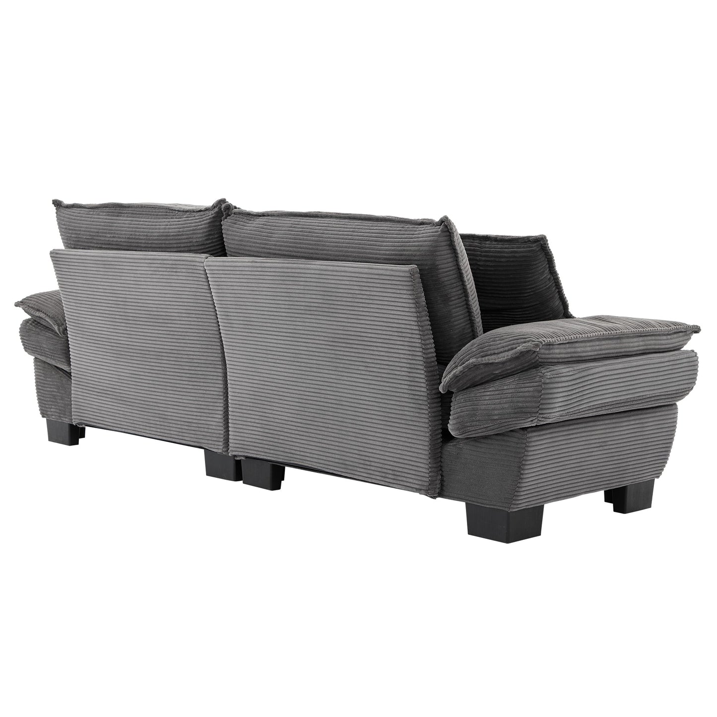 NEW Comfy Grey Upholstered Deep Seat Corduroy Sofa Sleeper Couch Loveseat with Pillows