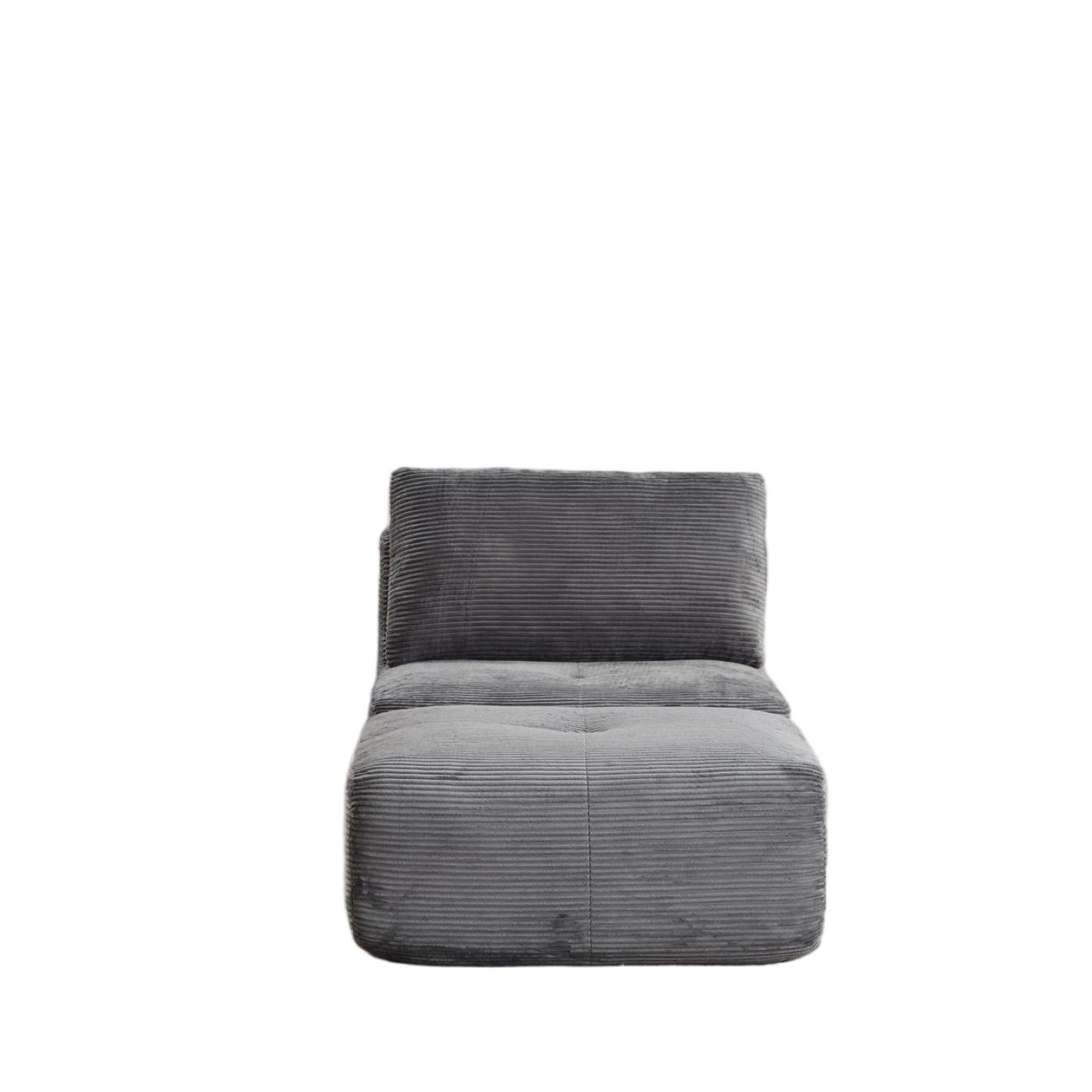 NEW Grey Single Corduroy Chaise Lounge Fabric Modern Memory Foam Compressed Sofa Cloud Modular Sectional Movable Ottoman