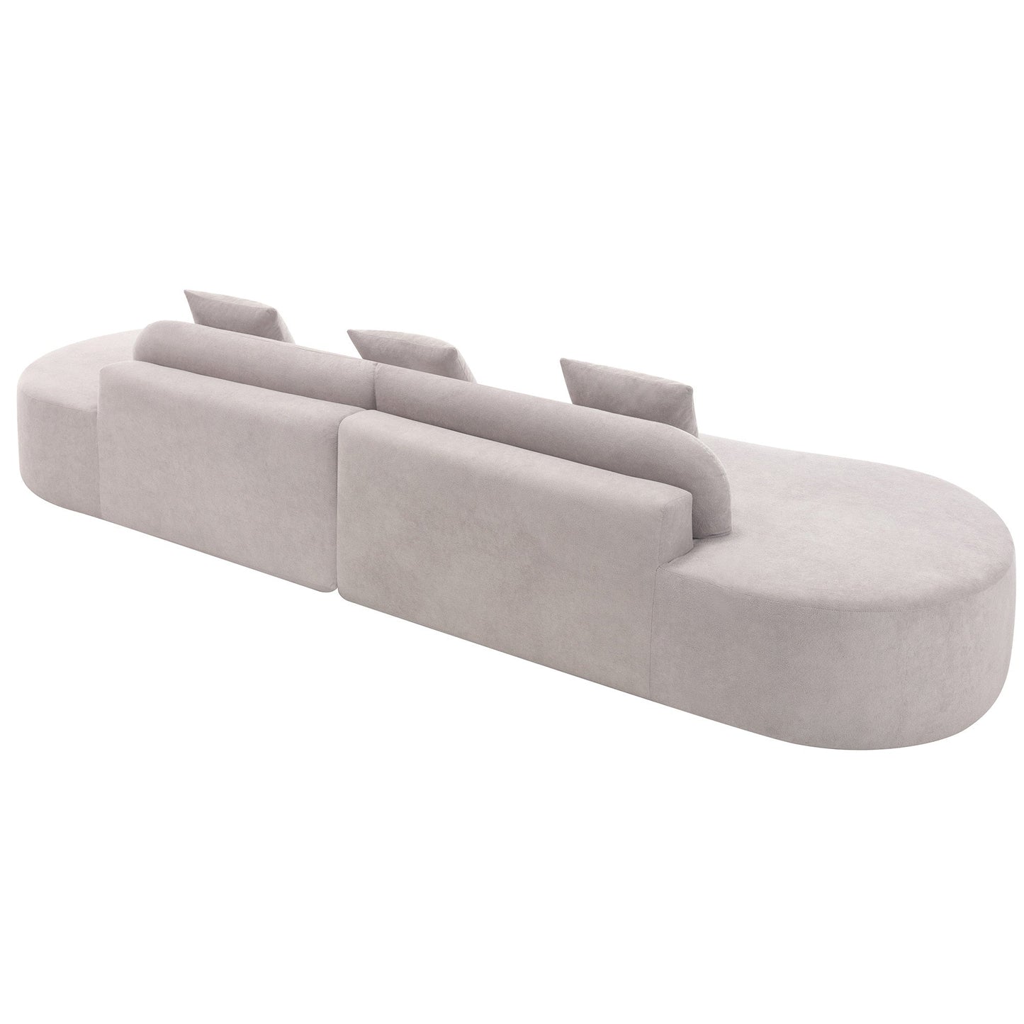 NEW Modern Curved Combination Gray Terrycloth Fabric Minimalist Sofa with Three Pillows