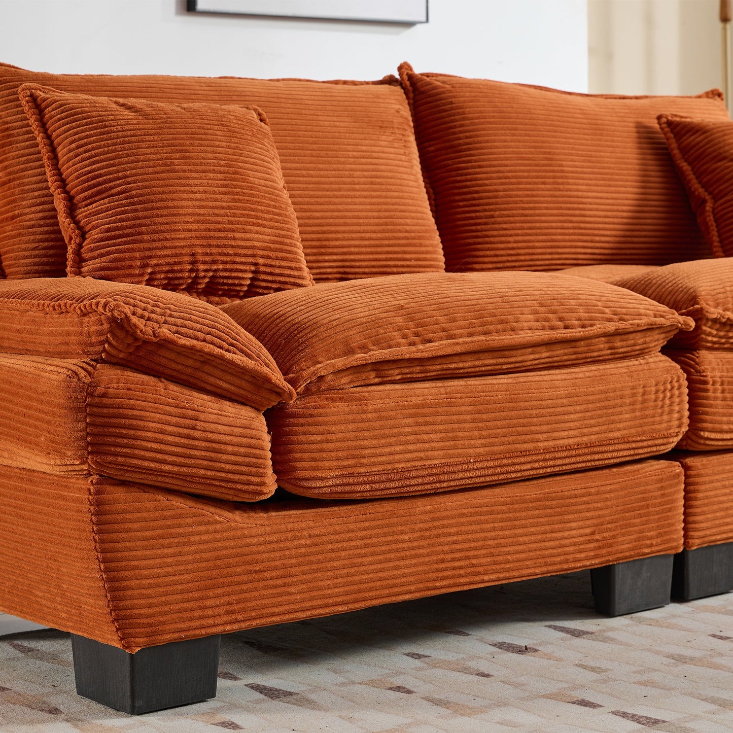 NEW Corduroy Sofa Sleeper Couch Loveseat Sofa with Pillows Comfy Upholstered Deep Seat Sofa for Bedroom,Living Room,Apartment,Office,Dorm-Orange Corduroy