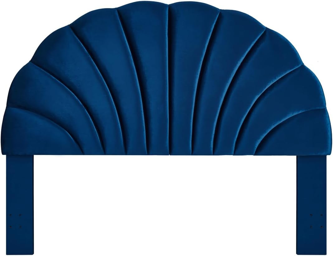 NEW Elegant Crown Design Upholstered Velvet King Headboard