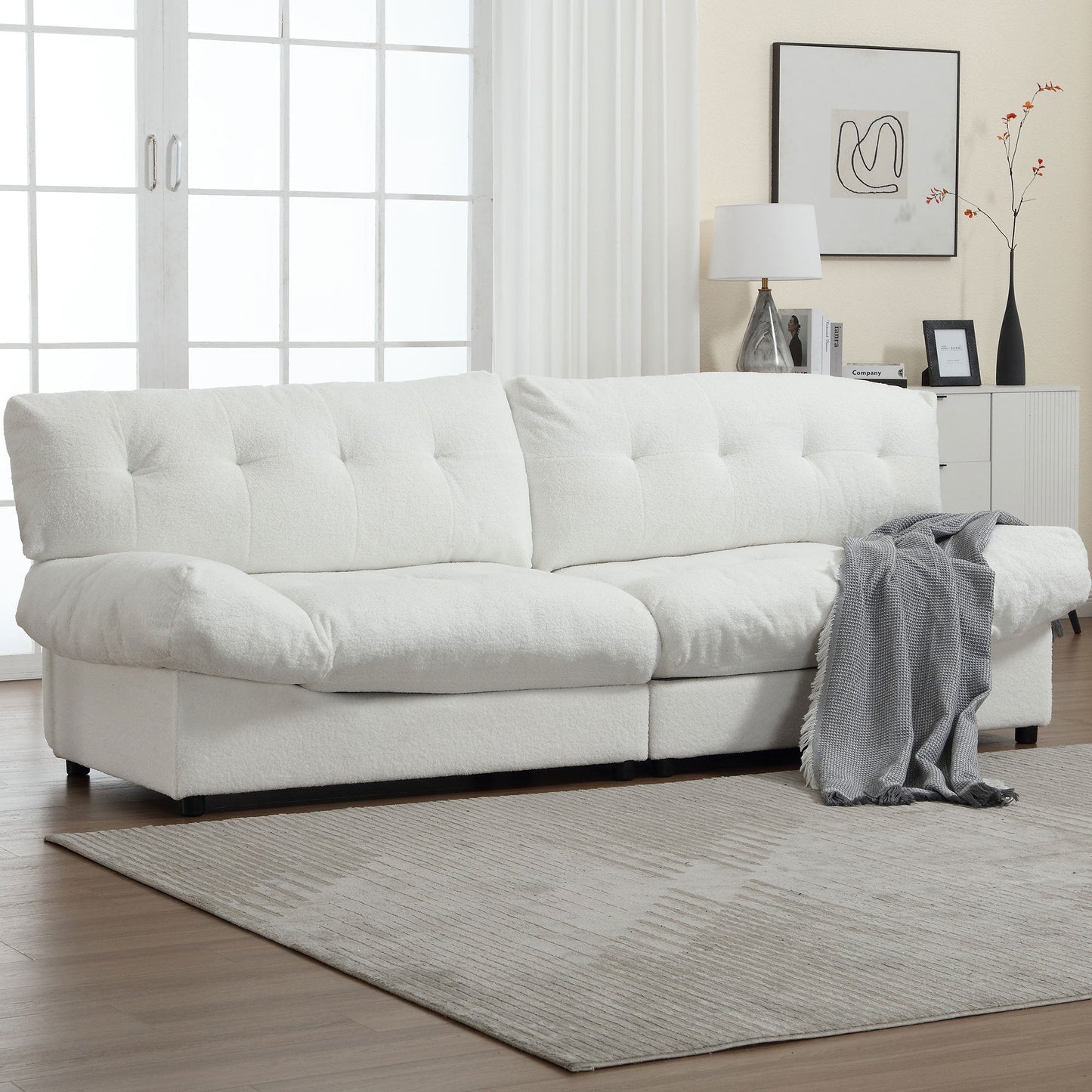 NEW Cloud Style Teddy Velvet Fabric Comfy Padded Sofa Couch