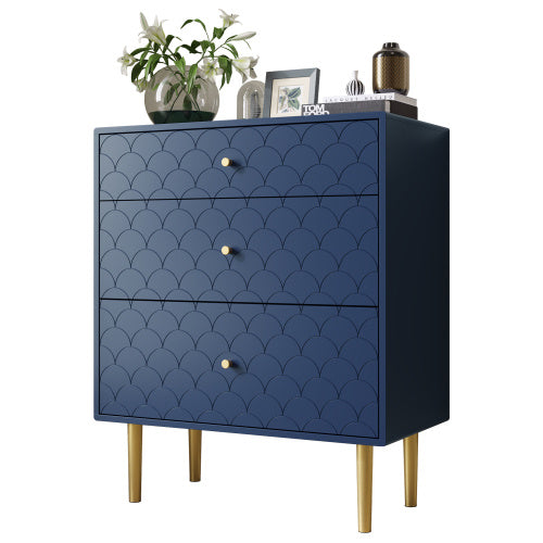 NEW Solid Wood Navy Blue Bedside Table Nightstand