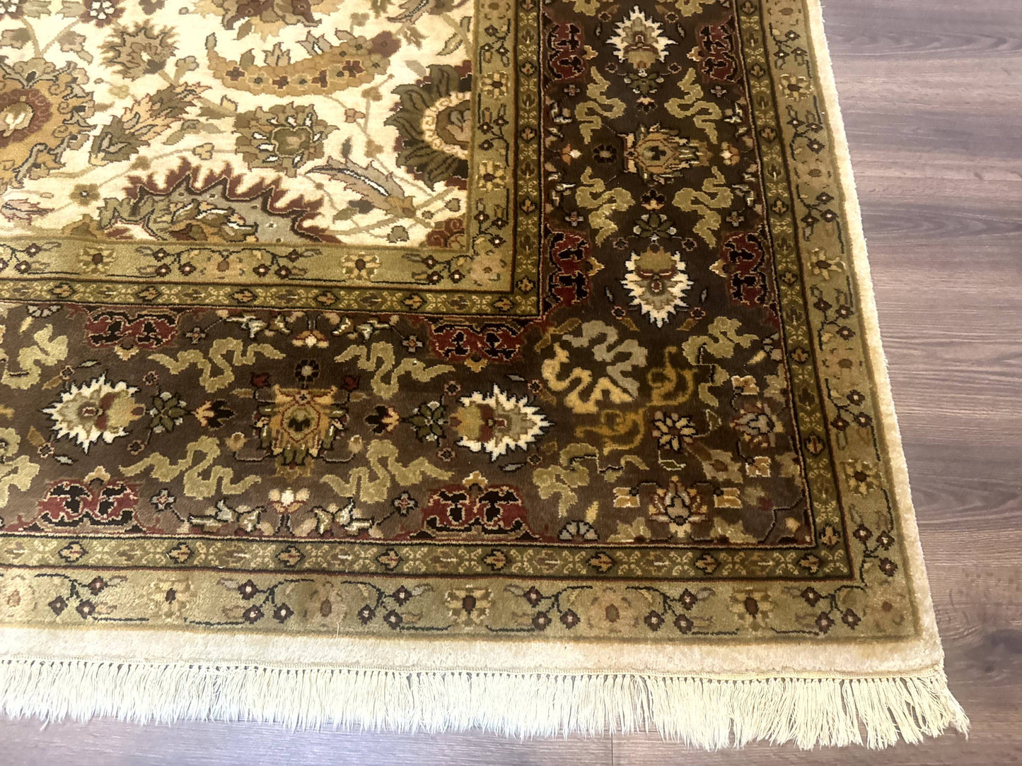 USED Indo Persian Mahal Rug 8x10, Floral Traditional Wool Oriental Carpet