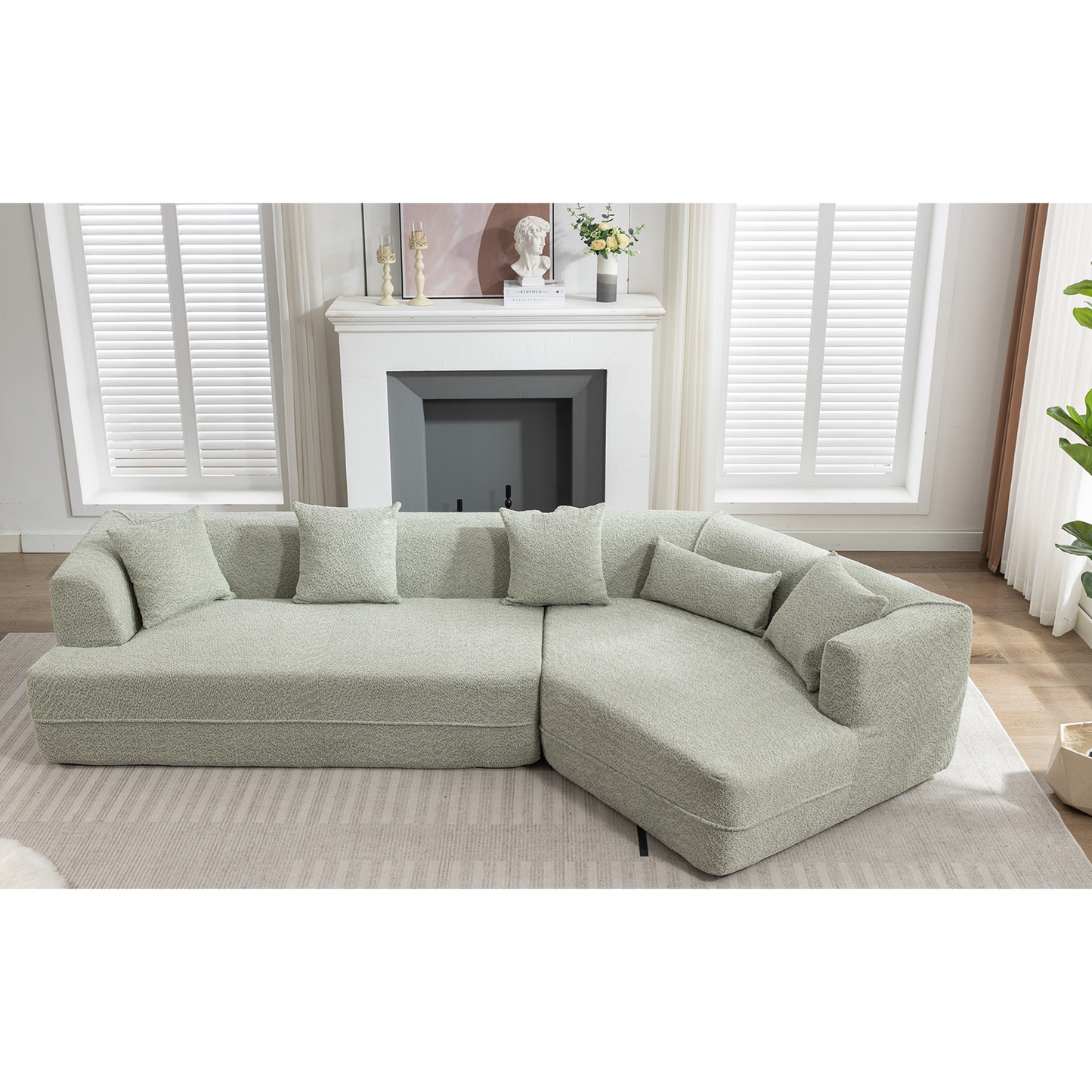 NEW Modern Green Round Fiber Fabric Modular Sectional Sofa
