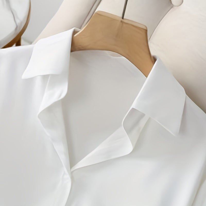New Plus Size Women's Casual Solid Color Lapel Long Sleeve Shirt Spring Autumn Comfort Full Button Office Blouse