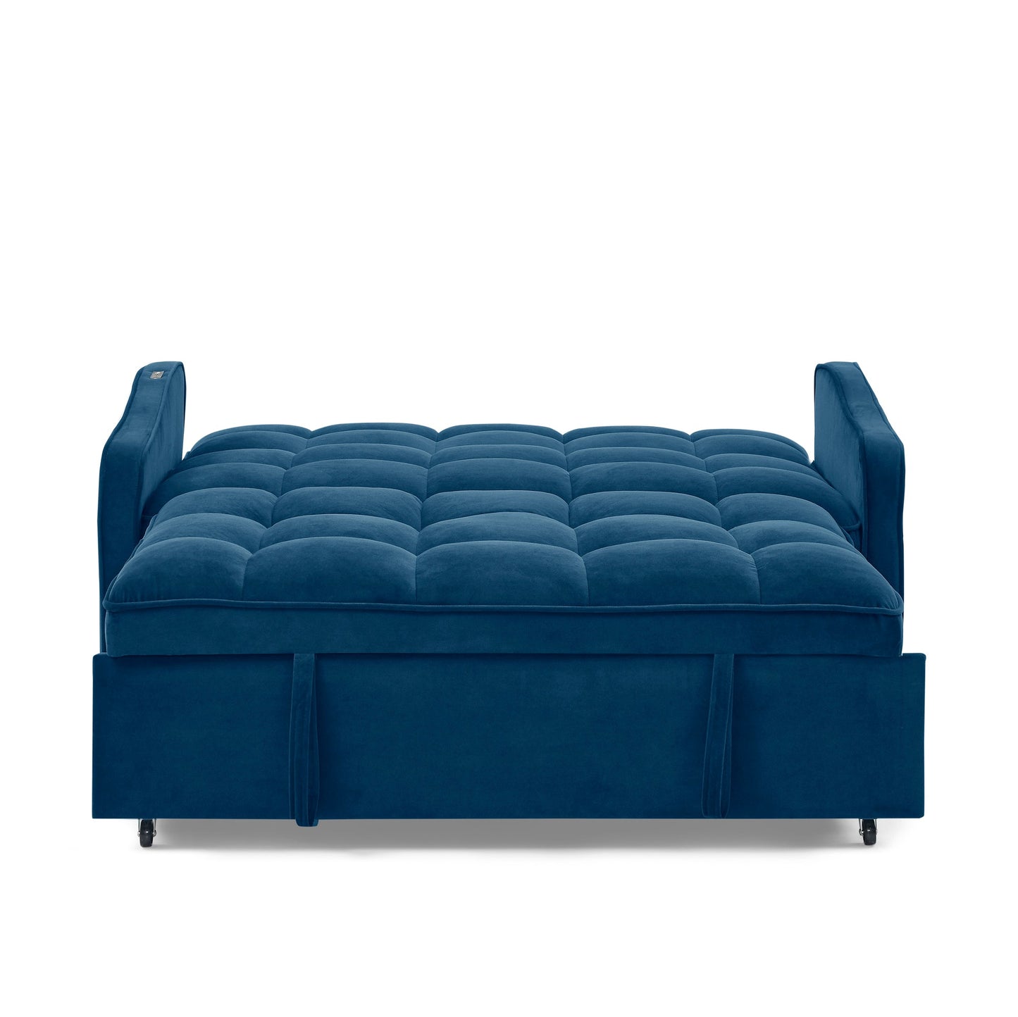 NEW Blue Copper Nail Loveseat Sofa Bed with Pull-out Bed with Adjustable Back Two Arm Pocket TypeC and USB Charging