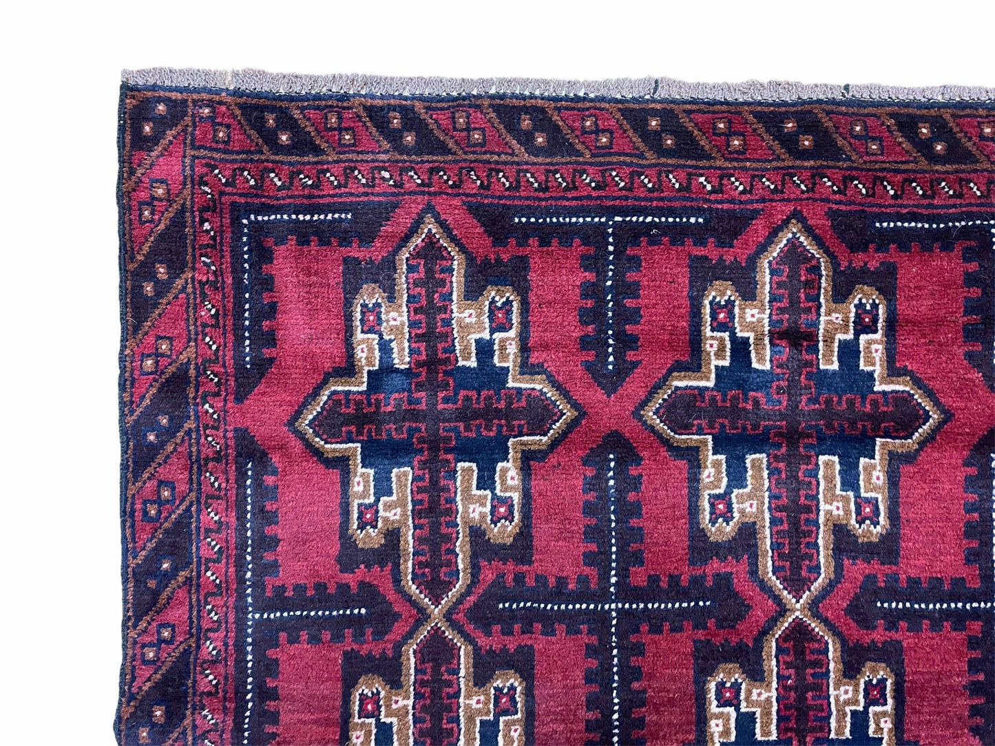 USED 3X5 Vintage Handmade Tribal Wool Rug Balouchi Rug Afghan Rug Red Beige Blue Nice