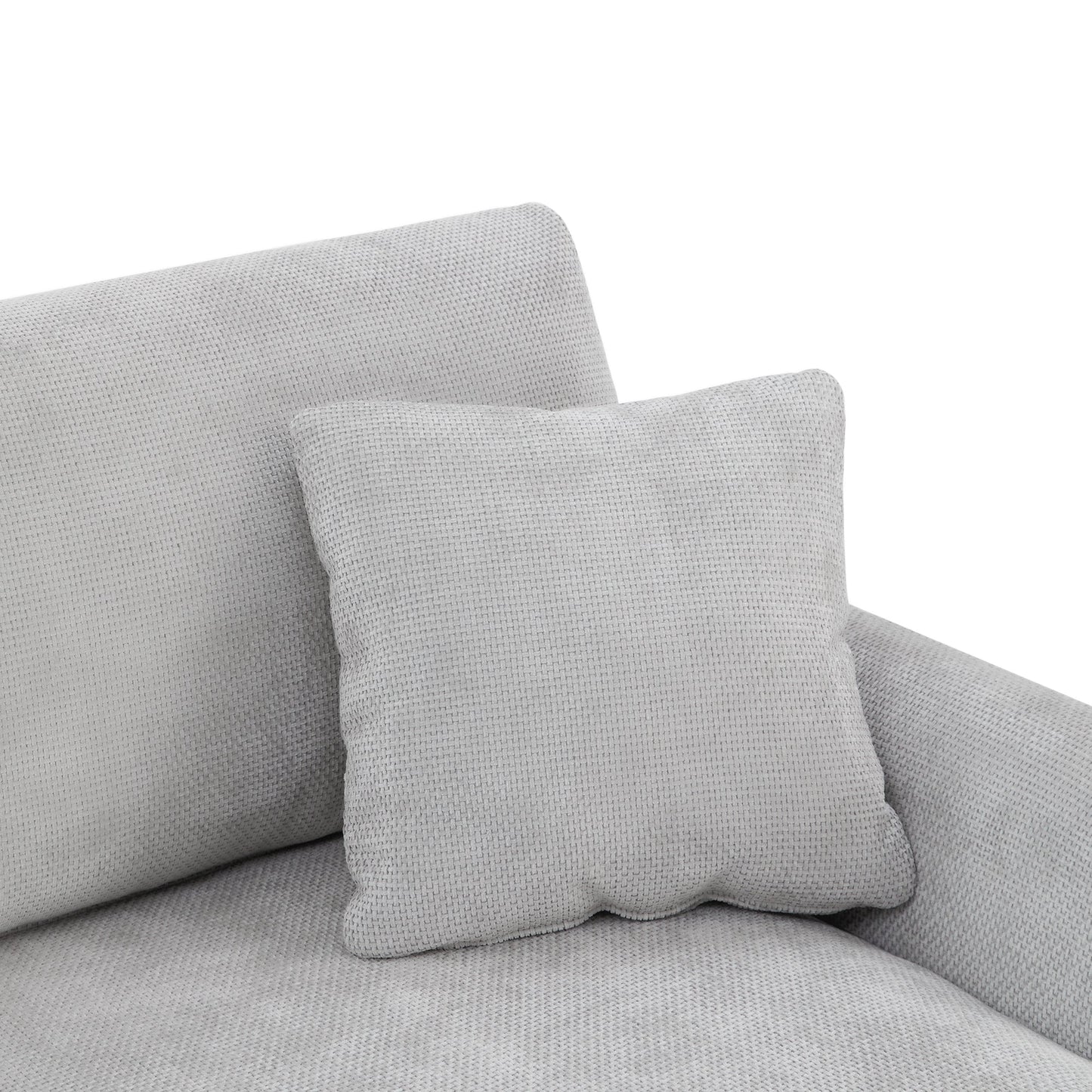 NEW Chenille Fabric Light Gray Modern Oversized L-Shaped Sectional Sofa with Chaise and Pillows