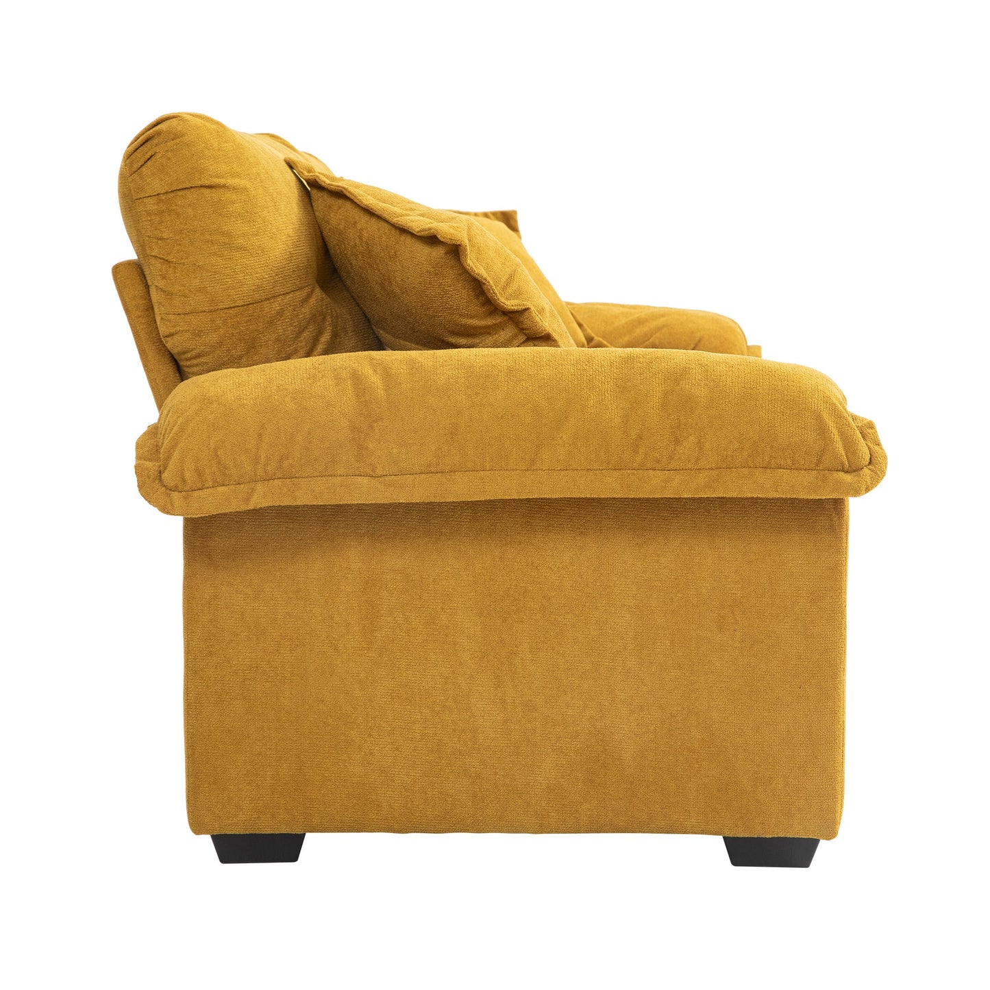 NEW 84' Chenille Sofa Small Sofa Loveseat Deep Seat Sofa Couch with 2 Throw Pillows & Memory Foam for Living Room Apartment Office Lounge-Yellow