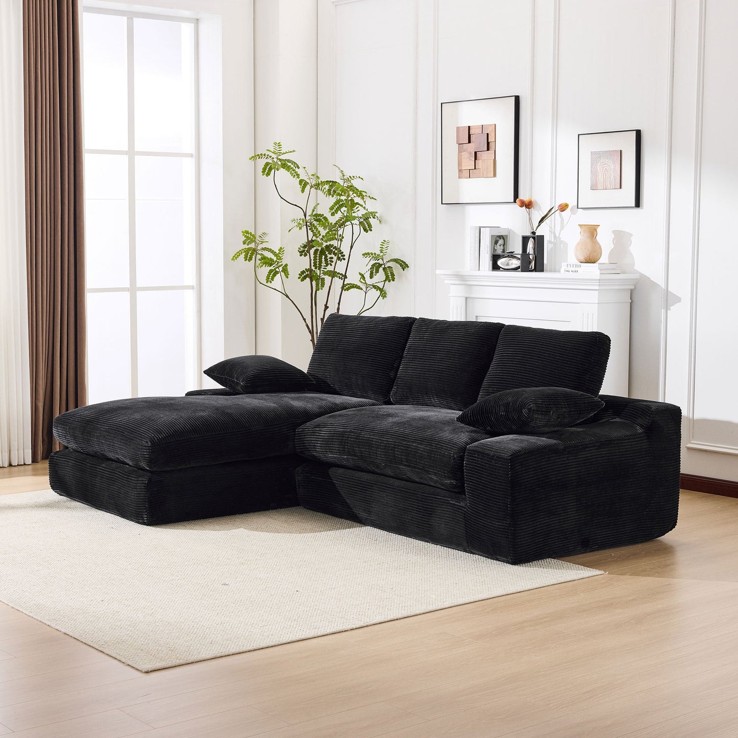 NEW 99*69' Modular Sectional Living Room Sofa Set, Modern Minimalist Style Couch, Upholstered Sleeper Sofa for Living Room, Bedroom, 2 PC Free Combination, Installation-free Sofa, L-Shape, Black