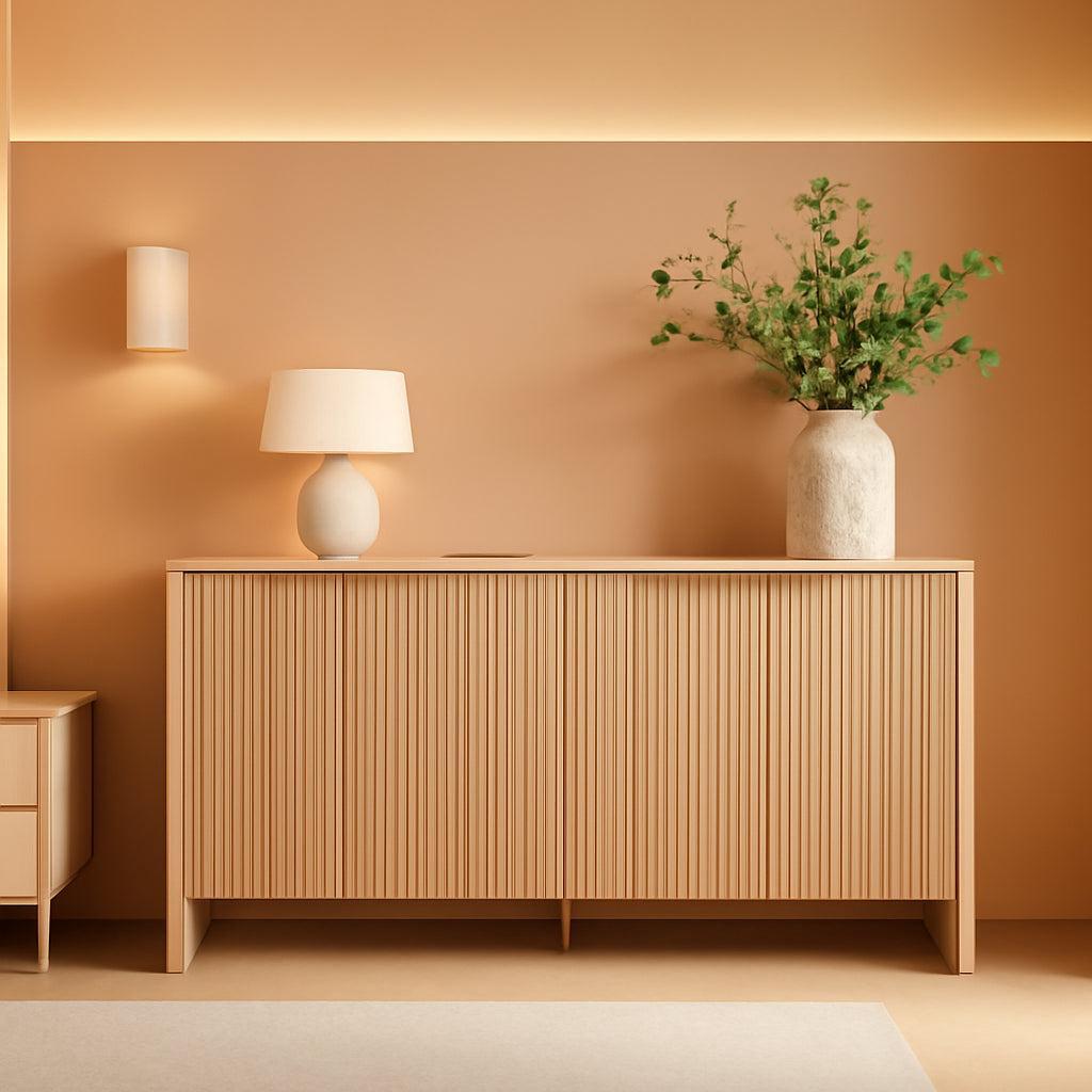 NEW 61 Inch Oak Sideboard Cabinet With Adjustable Shelves