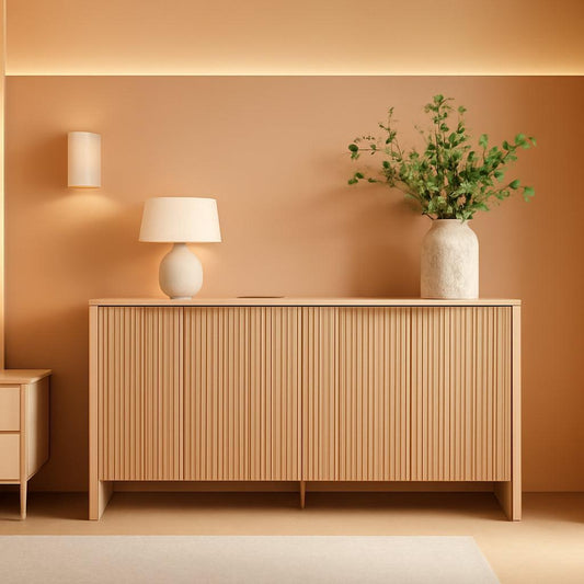 NEW 61 Inch Oak Sideboard Cabinet With Adjustable Shelves