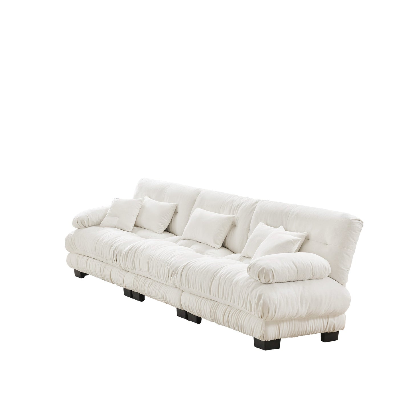 NEW Chenille Soft Comfy White Upholstered 3-Seater Sectional Sofa Modular Deep Seat Sofa Couch