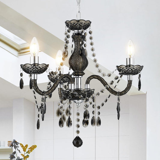 NEW Black Small Crystal Chandelier Dimmable 3 Light Pendant