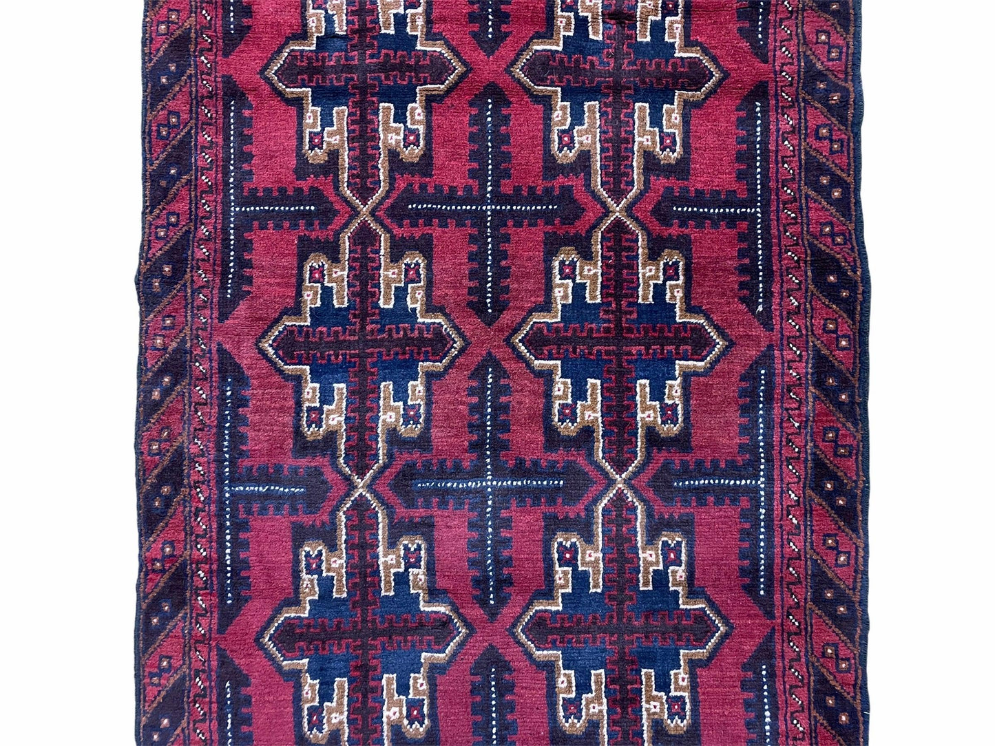 USED 3X5 Vintage Handmade Tribal Wool Rug Balouchi Rug Afghan Rug Red Beige Blue Nice