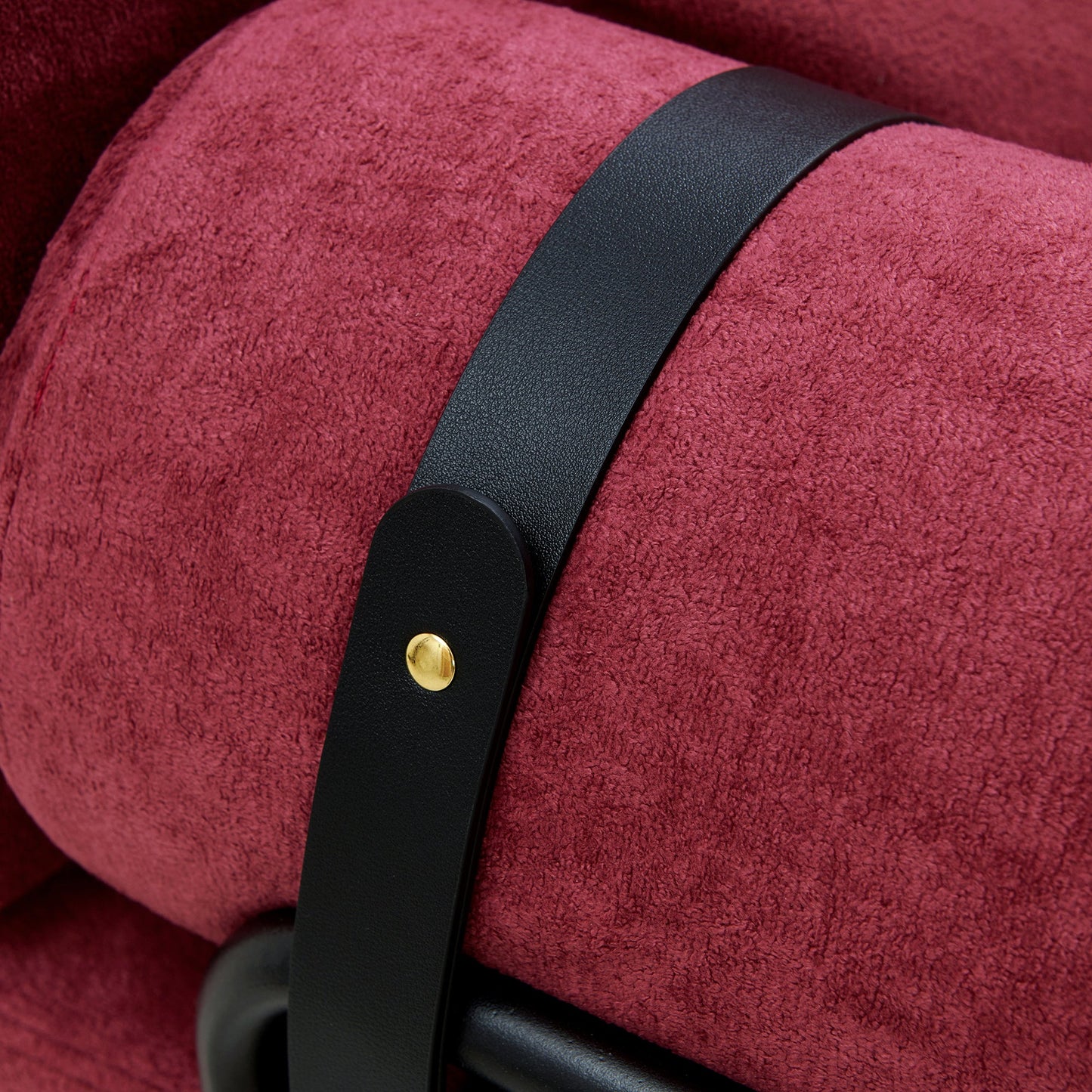 NEW Modern Red Chenille Loveseat 59' Sofa Couch 2-Seater with USB Ports Unique Cylindrical Armrests