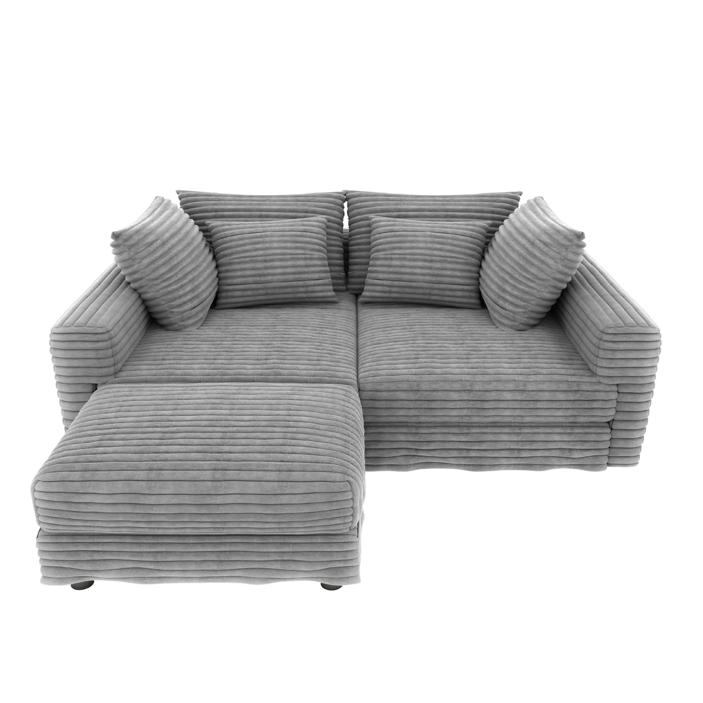 NEW 102.4' Grey Corduroy 4-Seat Comfy Upholstered Modern Plush Sofa