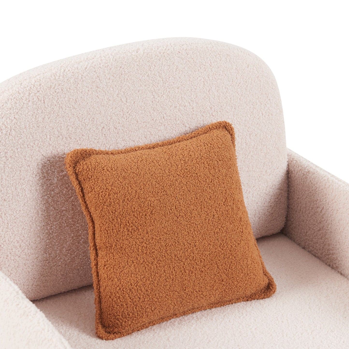 NEW Furniture Style 2 in 1 Pet Friendly  Fluffy Fabric Sherpa Upholstered Leisure Armchair with Lumbar Pillow for Living Room Bedroom Home and Office, Cream White