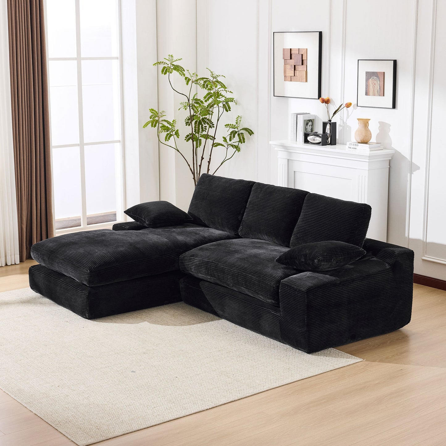 NEW 99*69' Modular Sectional Living Room Sofa Set, Modern Minimalist Style Couch, Upholstered Sleeper Sofa for Living Room, Bedroom, 2 PC Free Combination, Installation-free Sofa, L-Shape, Black