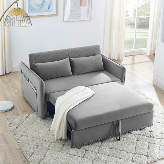 NEW MH' Sleeper Sofa Bed w/USB Port 3-in-1 Adjustable Sleeper with Pull-Out Bed 2 Lumbar Pillows