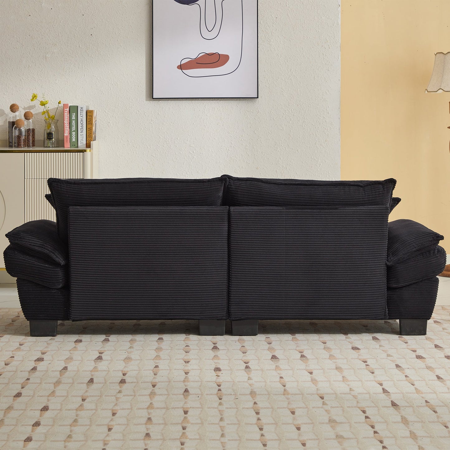NEW Black Corduroy Sofa Sleeper Couch Loveseat Comfy Upholstered Deep Seat Sofa